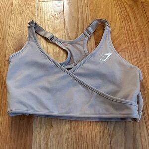 Gymshark crossover sports bra, cream/tan | Size S